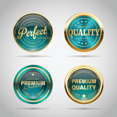Fototapeta na wymiar Luxury golden green badges and labels. Retro vintage circle badge design