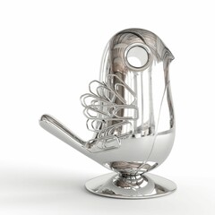 a sculpture shaped like a duck on a white background with the words birds in it
