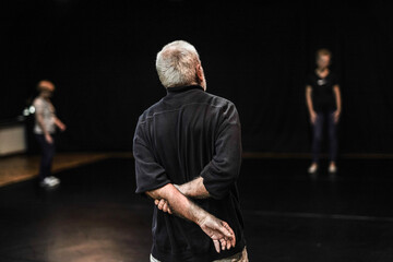 An old man during dance claases