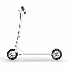 a white scooter with wheels that look like wheels