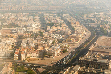 Aerial view of Dubai city suburb