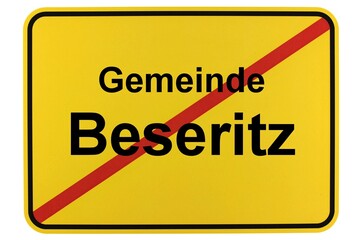 Illustration eines Ortsschildes der Gemeinde Beseritz in Mecklenburg-Vorpommern