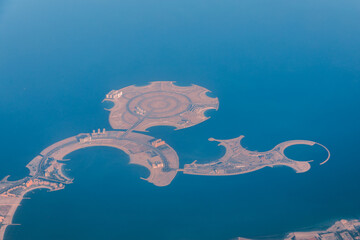 Construction on an artificial islands in Dubai