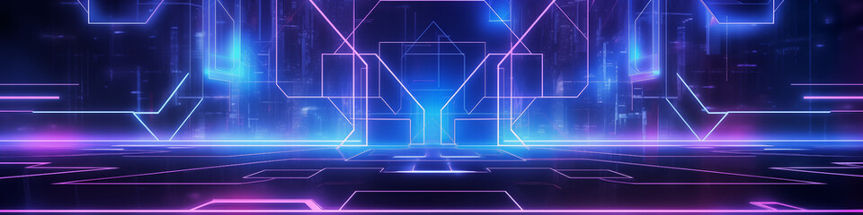 Neon technology background, empty space, futuristic style