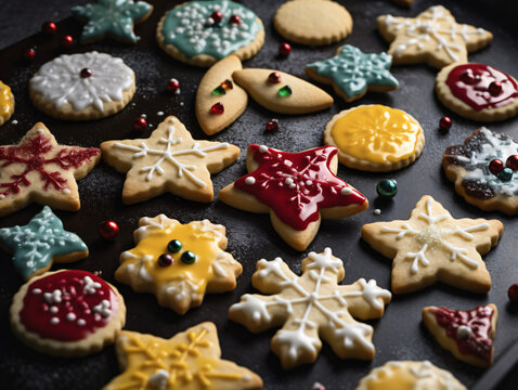 Christmas Cookies In Baking Pan Stock Photo, Picture and Royalty Free  Image. Image 48784897.