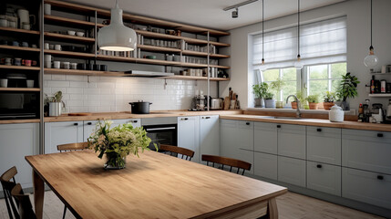 Kitchen interior in Scandinavian style.
