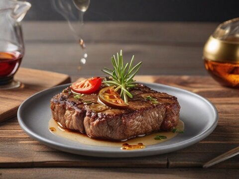 Fancy fine dining with delicious looking beef steik 