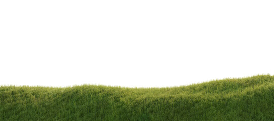 Hills with grass on a transparent background. 3D rendering. - obrazy, fototapety, plakaty