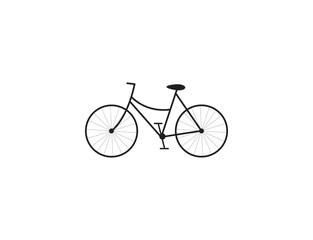 Bicycle icon, bike icon, cycle and sport, vector lady bike black silhouette, a linear pattern on a white background.