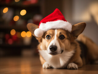 Happy pet wearing a Santa hat or surrounded by Christmas decorations