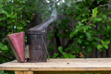 Steaming smoker in the garden