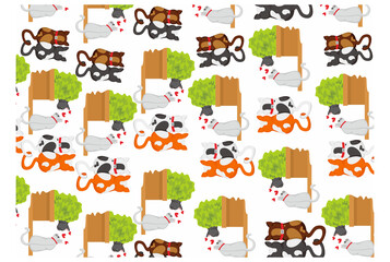 Couple Of Cat Pattern Background