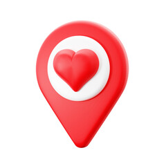 love hearth symbol with pin map location frame for relationship finder spot 3d icon illustration render design