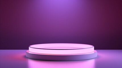 purple stage in shape of a podium with spotlight minimalist and glossy for presenting product presentations
