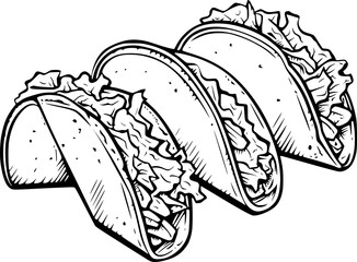 outline illustration of taco for coloring page