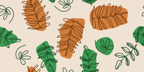 Leaf pattern, abstract nature wallpaper. Abstract modern branches and leaves.