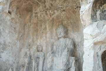 Carvings of buddha in stone