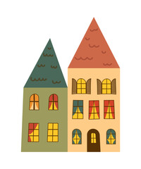 Vector illustration of colored houses in flat style