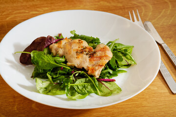 Chicken steak with salad