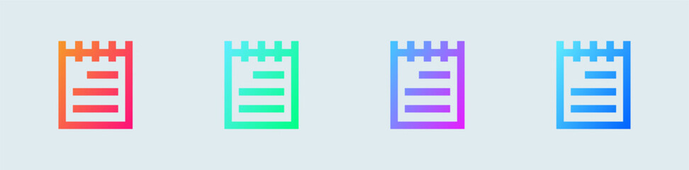Note line icon in gradient colors. Paper signs vector illustration.