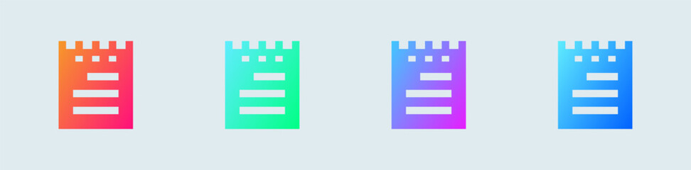 Note solid icon in gradient colors. Paper signs vector illustration.