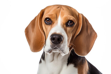 Portrait of beagle dog on white background
