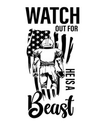 Watch Out for He's a Beast Svg, Football svg, Football player svg, Football name, football team, Football Season, Football Shirt Svg, Png
