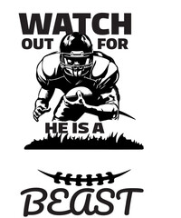 Watch Out for He's a Beast Svg, Football svg, Football player svg, Football name, football team, Football Season, Football Shirt Svg, Png
