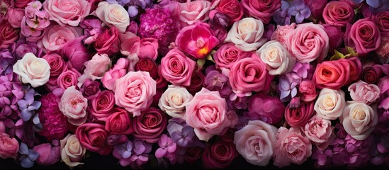 In the blooming garden of spring nature reveals its love for floral beauty with vibrant roses in...