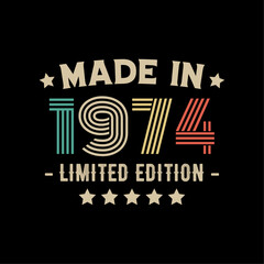 Made in 1974 limited edition t-shirt design - obrazy, fototapety, plakaty