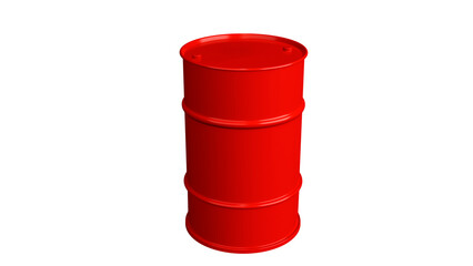 Red metal barrel for fuel and lubricants on an isolated background, alpha png