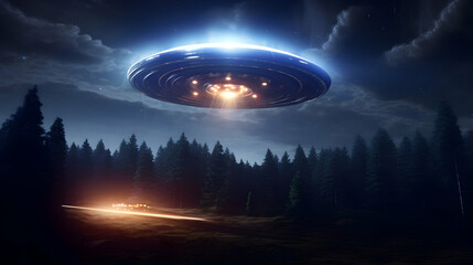 Obraz na płótnie Canvas An illustration of an alien UFO spaceship emerging,AI