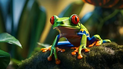 Abwaschbare Fototapete red eyed tree frog © Amer