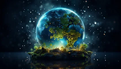 Peel and stick wall murals Full moon and trees Celebrating world environment day with a stunning green landscape and vibrant ecosystem