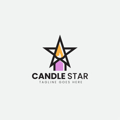 Star and Candle logo icon design simple and modren 