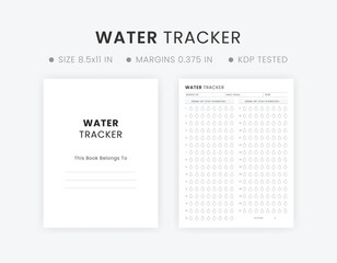 Printable Monthly Water Tracker.Printable pdf, My Best Water Reminder. Daily Water Intake Tracker Template