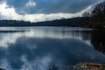 Lake with reflections on an autumn day