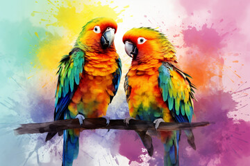 two parrots of the sky