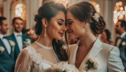 Lesbian couple wedding portrait - Powered by Adobe