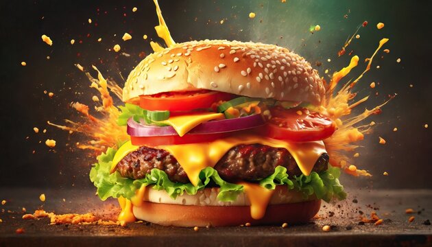 Exploding cheeseburger sandwich