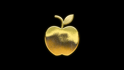 Apple icon symbol gold golden cut out isolated
