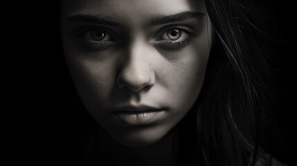 Fototapeta premium Vulnerability and Strength: A striking portrait of teenage expression