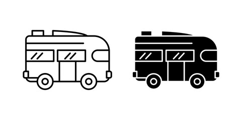 Surfing Bus vector icon set. vector illustration