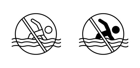 No swimming sign vector icon set. vector illustration