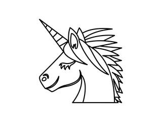 hand-drawn unicorn coloring book vector icon illustration