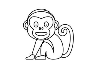 hand-drawn baby monkey coloring book vector illustration