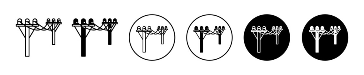 power pole vector icon illustration set - obrazy, fototapety, plakaty