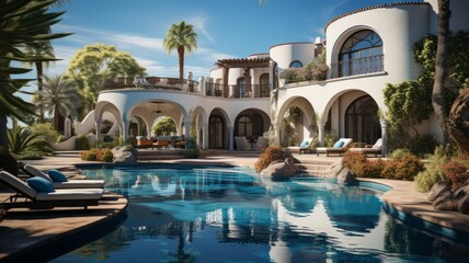 Fototapeta na wymiar Luxury Villa with Pool in a Tropical Resort