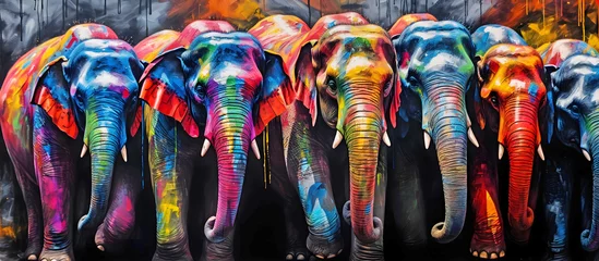 Fotobehang colorful elephants for festivals. AI generated. © RZ