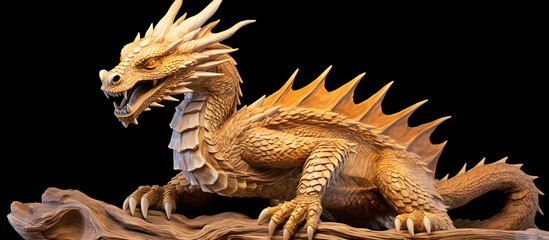 Panorama Chinese wooden dragon 2024.AI generated.	 - obrazy, fototapety, plakaty